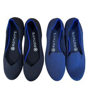 ROTHY'S Lot Of 2 Pair The Flat Black & The Loafer Navy Size 8 Pristine & EUC